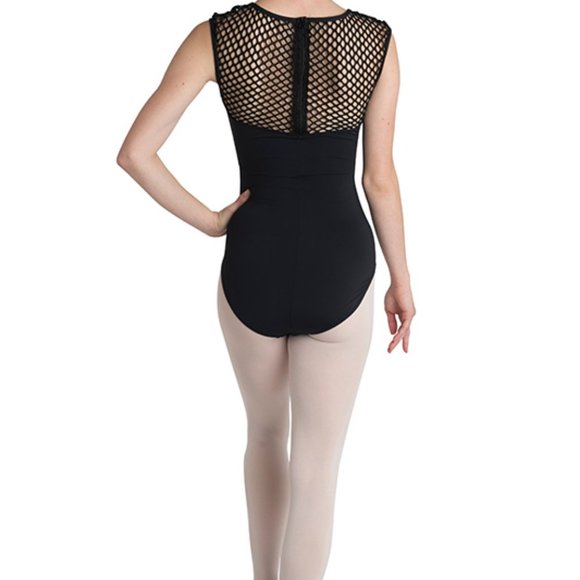 Leotard New Women's XL Dance Ballet Gymnastics Jazz Black Danshuz Fishnet Mesh - Picture 3 of 6